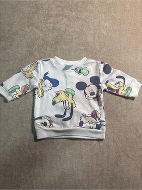 Disney White Crewneck Sweatshirt with Mickey & Friends Prints